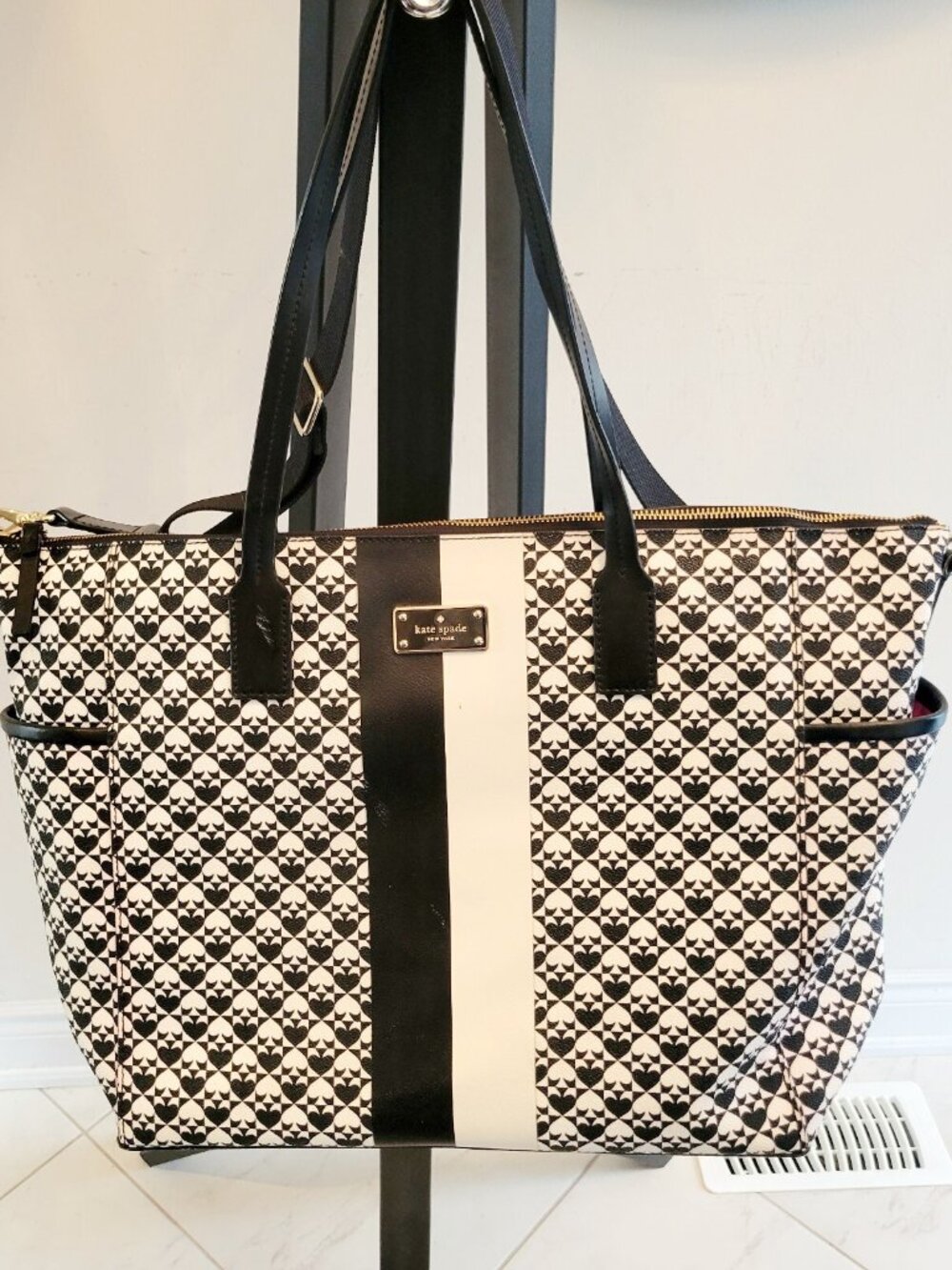 Kate Spade NY Adaira Penn Place Black & White Diaper Tote Bag w/Change Mat